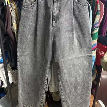 그레이 하이웨스트 데님 팬츠