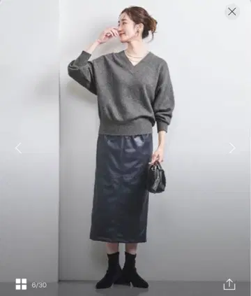 UNITEDARROWS 울 폭스 라메 V넥 니트