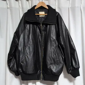 Java 리브 터틀 인조 가죽 오버 사이즈 자켓