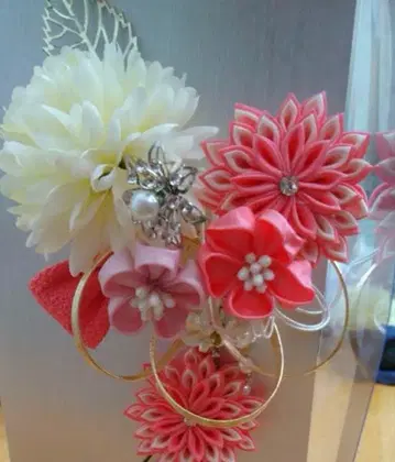 머리 장식 핑크 펄 스톤 비쥬