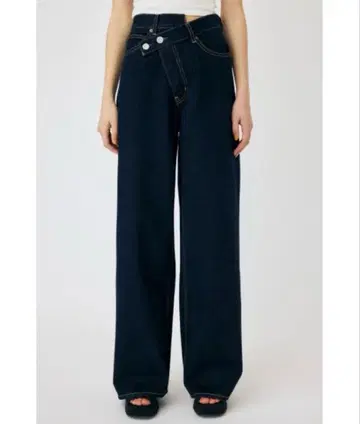 moussy 크로스 허리 와이드 스트레이트