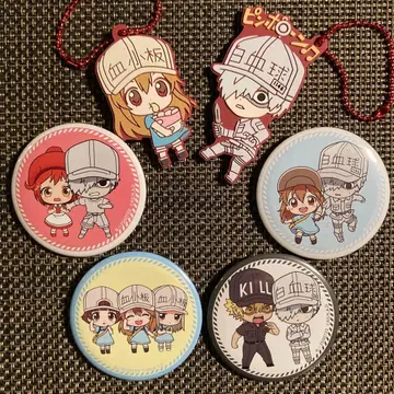 일하는 세포 캔뱃지 러버 마스코트 6점 세트