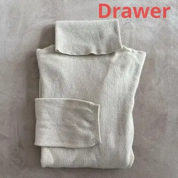 DRAWER 캐시미어 100% 터틀넥 스웨터 라이트 베이지