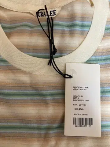 25AW AURALEE 그라데이션 스트라이프 티셔츠 사이즈 4