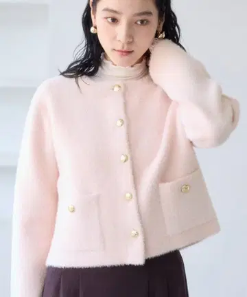 라이트 핑크 노카라 자켓