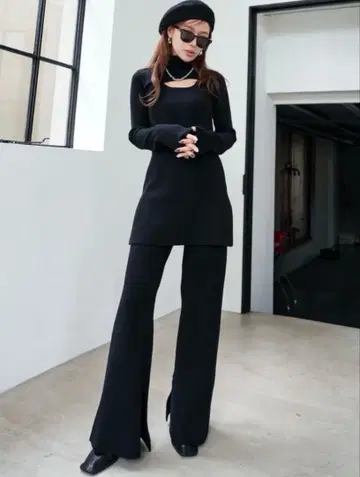 그램립스 오버랩 니트 셋업 블랙