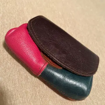 가죽 코인 케이스 다색 가죽 미니 지갑 스냅 버튼 포함