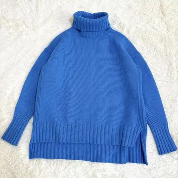 새상품급 MACPHEE 라무 캐시미어 터틀넥 풀오버 블루