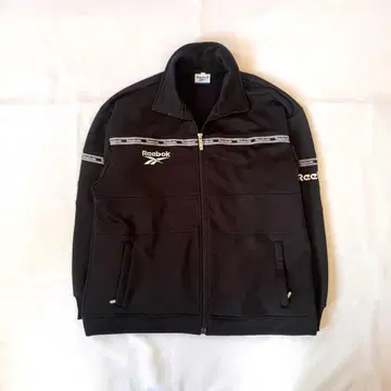 Reebok 트랙 자켓 블랙 로고 집업 저지 90s 스타일