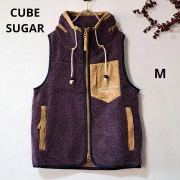 큐브 슈가 [컨디션 최상] 배색 보아 베스트 M 퍼플 절개 캐주얼