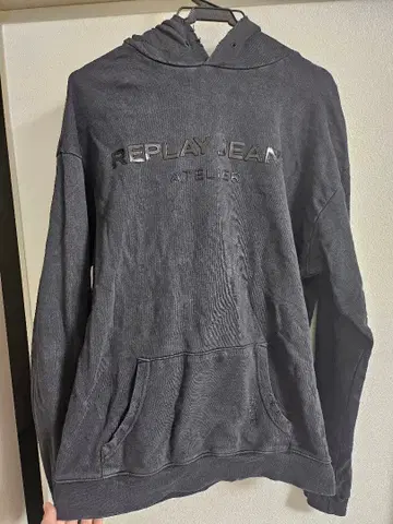 REPLAY JEAN ATELIER 후드 부착 후드티 그레이