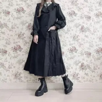 시마무라 melume 빅 칼라 트렌치코트 4L 블랙 빅 사이즈