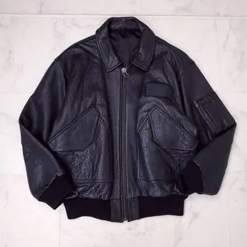 레어 새상품급 타카큐 리얼 램 가죽 플라이트 자켓 블루종 블랙 L