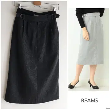 빔즈 더블 벨트 미모레 기장 턱 타이트 스커트