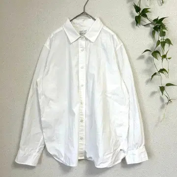 고품질 MUJI 화이트 코튼 긴팔 셔츠 [ L ]