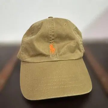 POLO 카키 야구 모자 베이지 브라운 x 오렌지