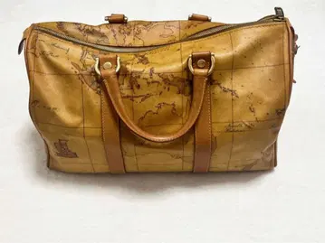 지도 무늬 가죽 보스턴 백