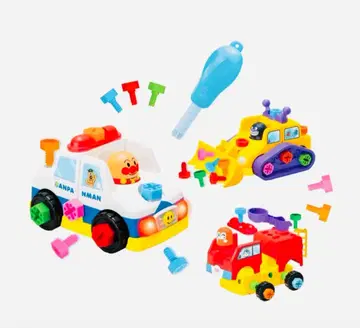 호빵맨 나사나사 체인지 일하는 탈것 블록 조립 DIY