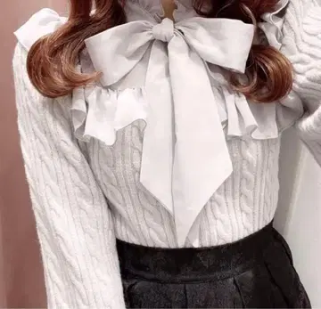 evelyn 쉬폰 리본 니트 아이스 그레이