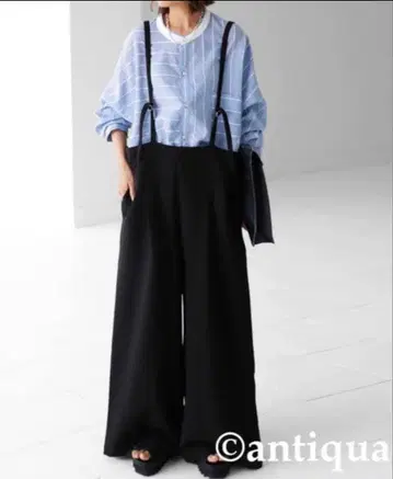 [ 새상품 ] antiqua 안티카 서스펜더 와이드 팬츠