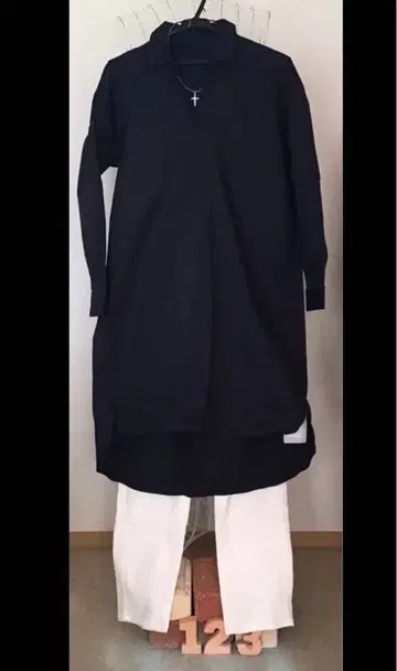 네이비 롱 셔츠