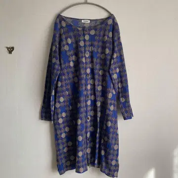 Plantation 파랑 도트 무늬 긴팔 튜닉 가디건