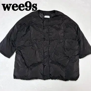 wee9s 오버 사이즈 노카라 다운 자켓 블랙 덕