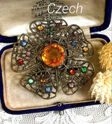 체코제 빈티지 브로치 flower 멀티 컬러