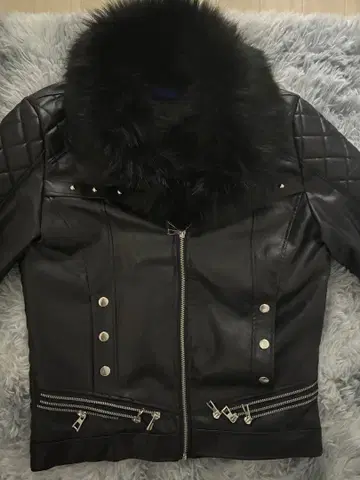 퍼 달린 가죽 자켓 스터드 y2k 헤이세이 시크 스타일