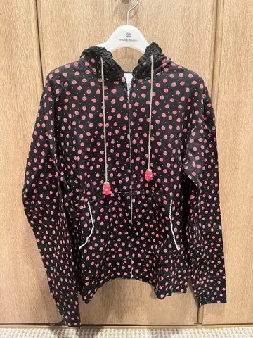 PINK HOUSE 딸기 무늬 프릴 후드티