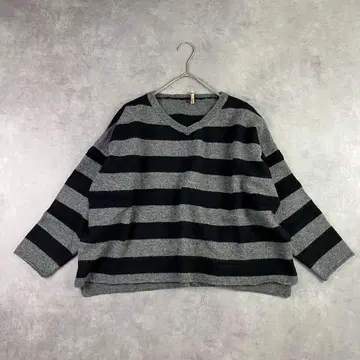 이치 이치 오버 사이즈 니트 보더 스웨터