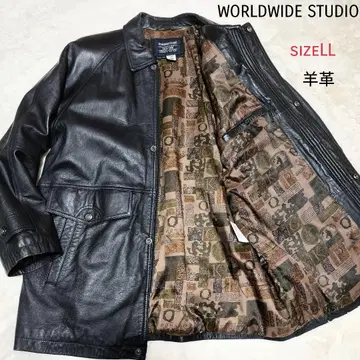 [레어] WORLDWIDE STUDIO 라무 가죽 자켓 코트 올 패턴