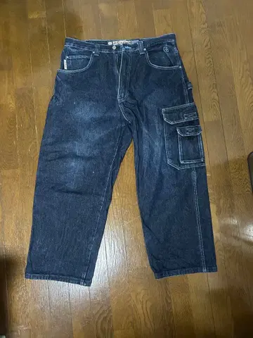 KBJ/DNN 다크 워시 블루 데님 카고 청바지