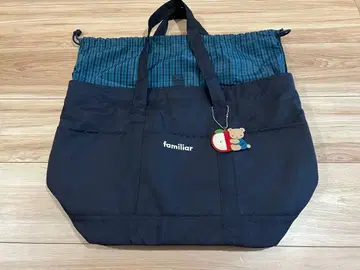 familiar 마더백 다크 네이비 그린 체크 참 포함