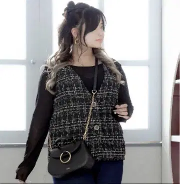 블랙 트위드 베스트 시마무라 3L 라무짱