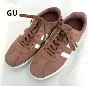 GU 스니커즈 브라운 M 사이즈 핑크 계열 스웨이드 터치