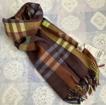 베이세이 스톡 체크 머플러 브라운