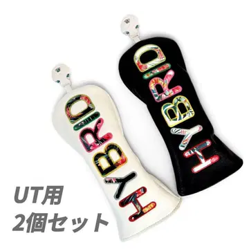 골프 유틸리티 골프헤드커버 2개 세트 BLENDED 꽃무늬 화이트 블랙