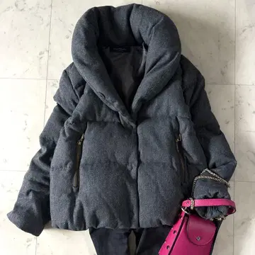 새상품급 스픽 앤 스팬 숄카라 다운 자켓 숏 기장 그레이