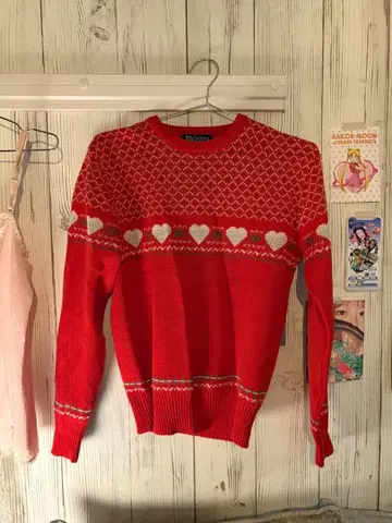[ 구제 의류 ] 스웨터 노르딕 빨간색 y2k 아메카지