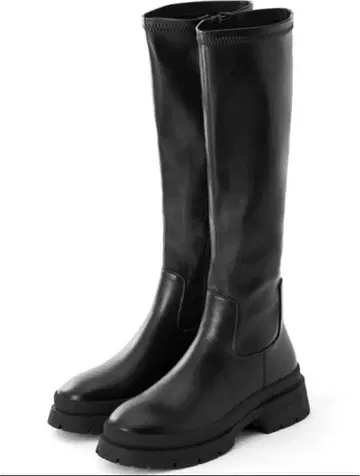 블랙 롱 부츠 통굽 심플