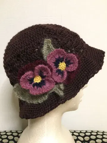 니트 모자 손뜨개 모자 실크 라즈베리 초콜릿 핸드메이드 털실 모자