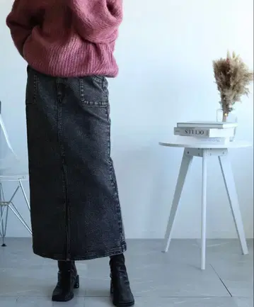 [ aimoha ] 오리지널 스트레트 데님 하이웨스트 롱 스커트 XL
