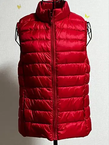 퀼팅 다운 베스트 빨간색