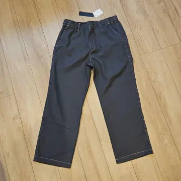 다크 그레이 와이드 팬츠 허리밴딩