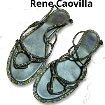 Rene Caovilla 글리터 큐빅 주얼 플랫 샌들