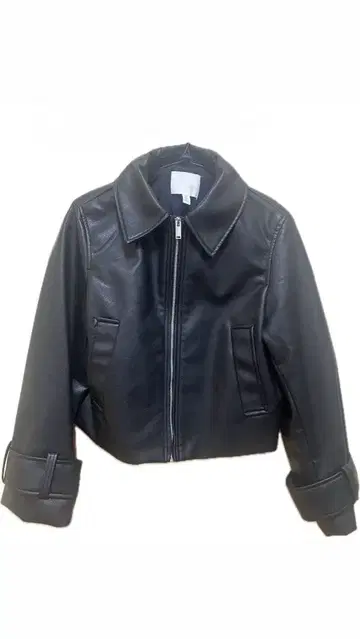 블랙 가죽 자켓 숏 기장