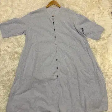 요건 레일 노카라 셔츠 원피스 코튼