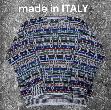 이탈리아제 빈티지 니트 박스 실루엣 짧은 기장 y2k 시티보이