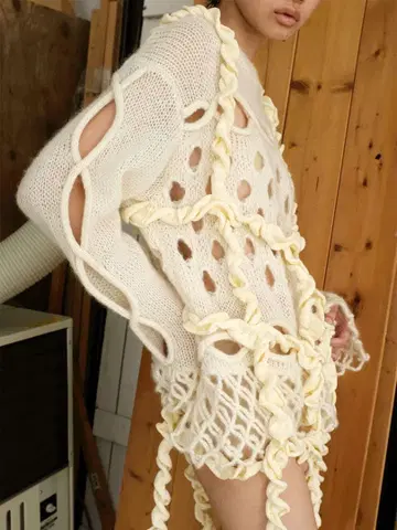 leinwande Cable&Dot Mohair Sweater